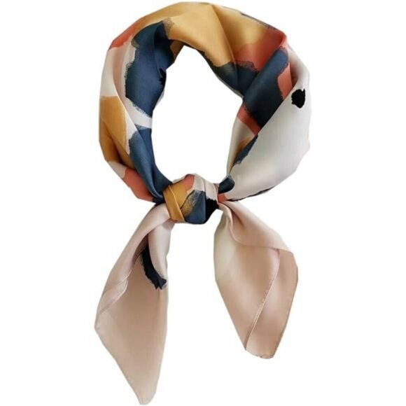Silk Feeling Scarf Medium Square Satin Head Scarf for Women 27.5 × 27.5 inches - Picture 1 of 6